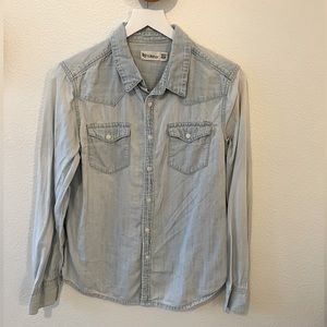 bycorpus Chambray Western Jean Denim Button Up Long Sleeve